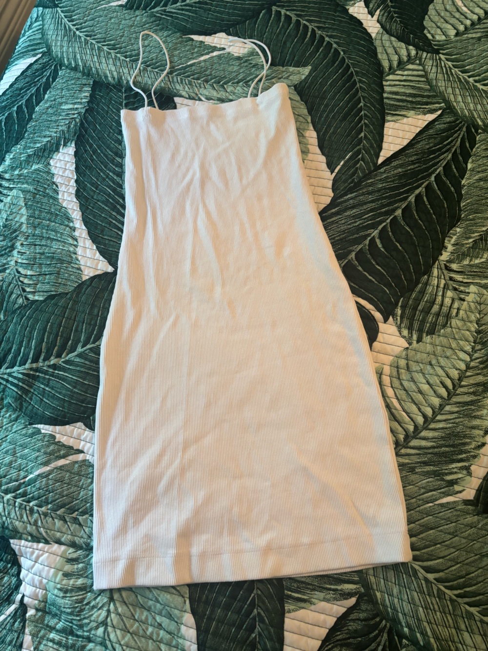 Zara White Ribbed Spaghetti-Strap dress